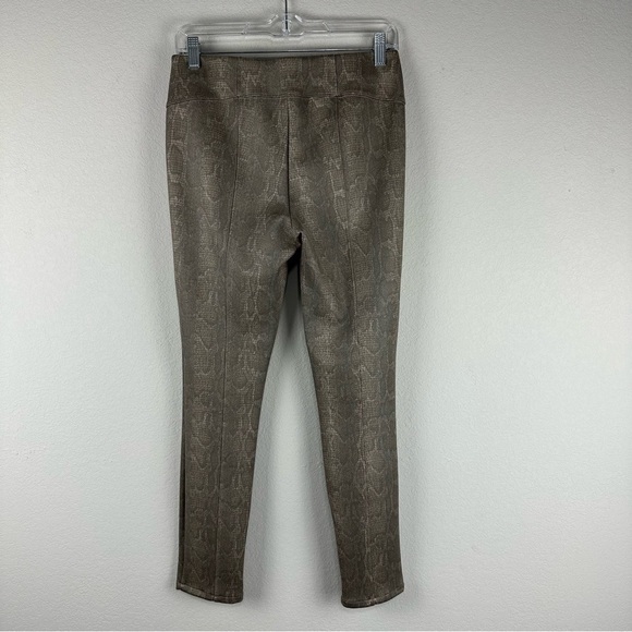 Anthropologie Green Gray Snake Print Pull On Skinny Zip Ankle Pants Size 27 - Picture 3 of 7